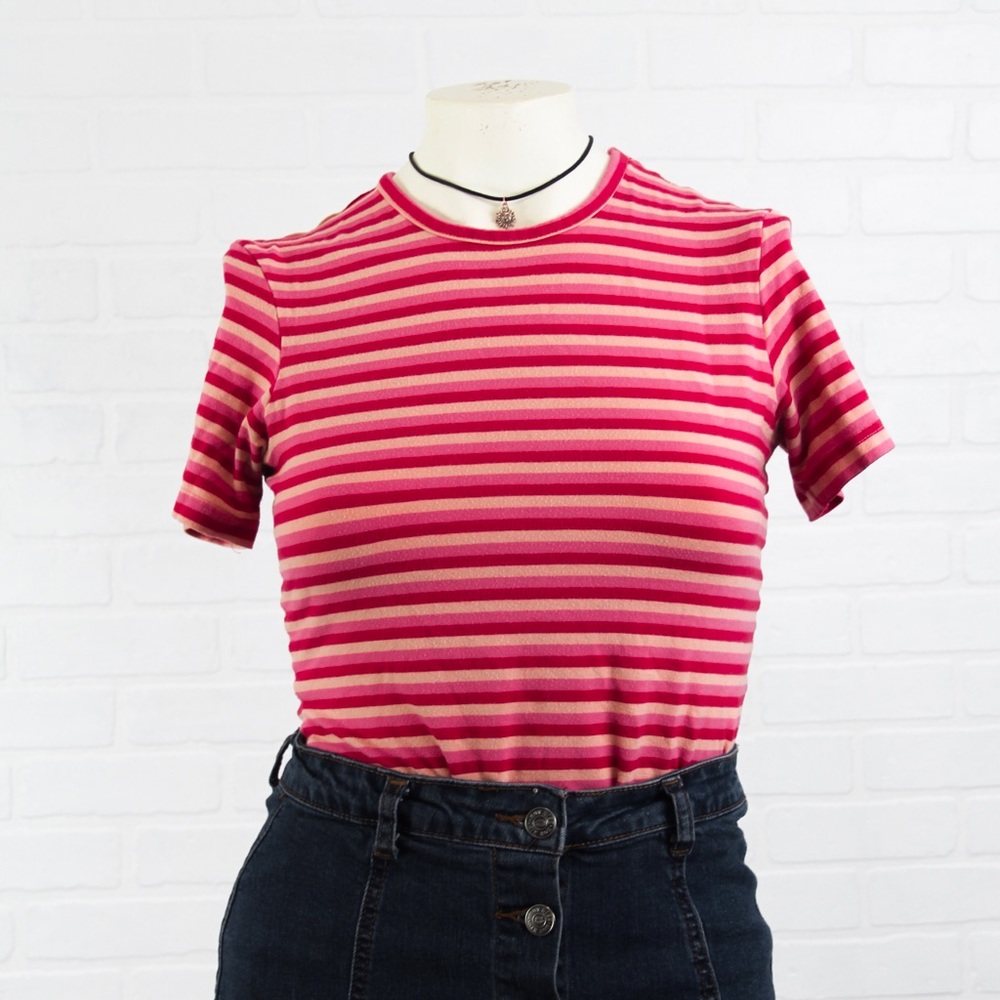 Pink striped vintage fitted tee
